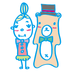 bun hair girl and cool bear