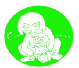 Girl and cat(green edition) sticker #4585521