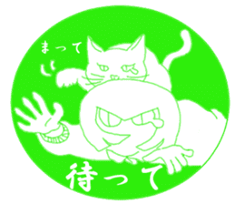 Girl and cat(green edition) sticker #4585523