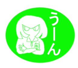 Girl and cat(green edition) sticker #4585524