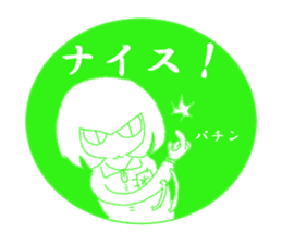 Girl and cat(green edition) sticker #4585534