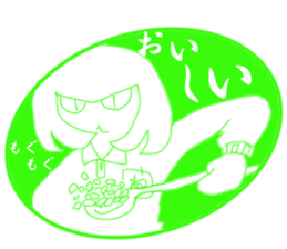 Girl and cat(green edition) sticker #4585545
