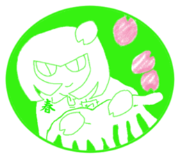 Girl and cat(green edition) sticker #4585546
