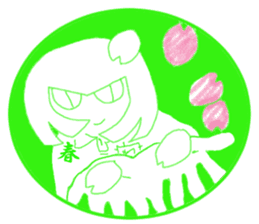 Girl and cat(green edition) sticker #4585546