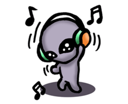 An alien and black cat sticker #4596188