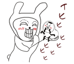 Human face rabbit and parasites sticker #4596702