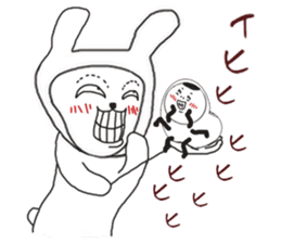 Human face rabbit and parasites sticker #4596702