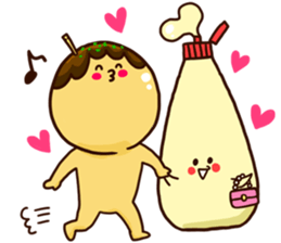 Love story of takoyaki and mayonnaise sticker #4606695