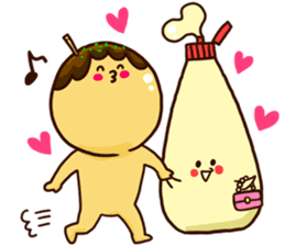 Love story of takoyaki and mayonnaise sticker #4606695