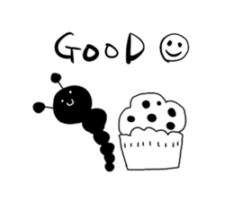 monochrome-caterpillar sticker #4632344