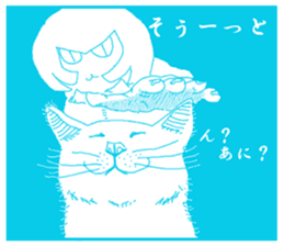 girl and cat(blue edition) sticker #4634571