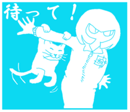 girl and cat(blue edition) sticker #4634572