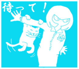 girl and cat(blue edition) sticker #4634572