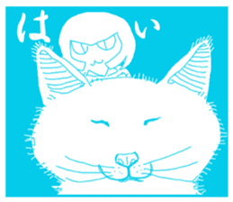 girl and cat(blue edition) sticker #4634575
