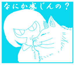 girl and cat(blue edition) sticker #4634578