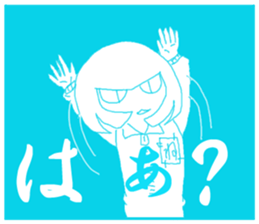 girl and cat(blue edition) sticker #4634583