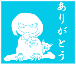 girl and cat(blue edition) sticker #4634587