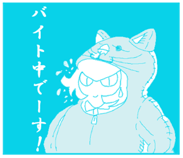 girl and cat(blue edition) sticker #4634604