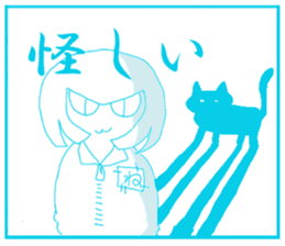 girl and cat(blue edition) sticker #4634607