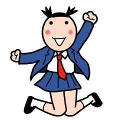 High school girls of the funny hairstyle