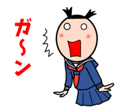 High school girls of the funny hairstyle sticker #4639172