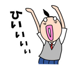 High school girls of the funny hairstyle sticker #4639173