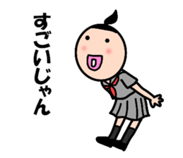 High school girls of the funny hairstyle sticker #4639177