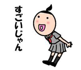 High school girls of the funny hairstyle sticker #4639177