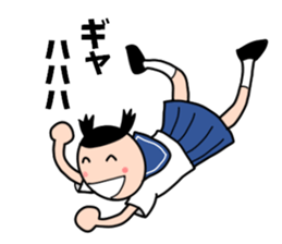 High school girls of the funny hairstyle sticker #4639195