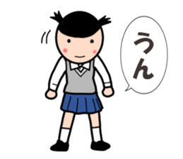 High school girls of the funny hairstyle sticker #4639196