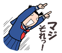 High school girls of the funny hairstyle sticker #4639199