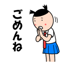 High school girls of the funny hairstyle sticker #4639200