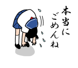 High school girls of the funny hairstyle sticker #4639203