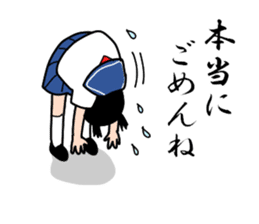 High school girls of the funny hairstyle sticker #4639203