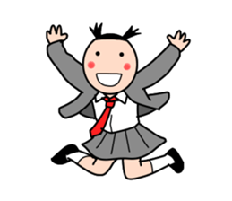 High school girls of the funny hairstyle sticker #4639207