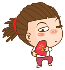 Dreadlock Pigirl New Year sticker #4639249
