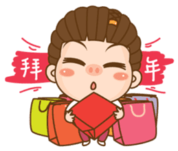 Dreadlock Pigirl New Year sticker #4639286