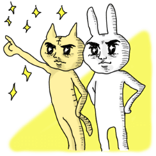 cute & funny! rabbit & cat sticker #4661089