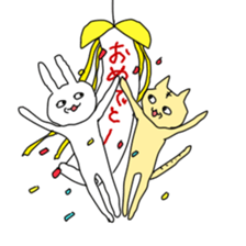 cute & funny! rabbit & cat sticker #4661101