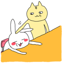 cute & funny! rabbit & cat sticker #4661123