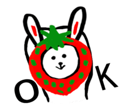 Cute rabbit strawberry sticker #4745364