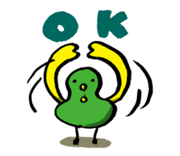 Olive green bird by lefthandkemkem sticker #4748750