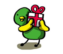 Olive green bird by lefthandkemkem sticker #4748779