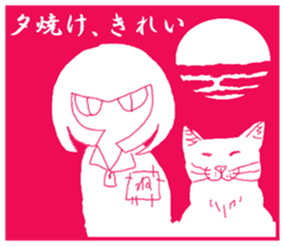 Girl and cat(Red edition) sticker #4753704