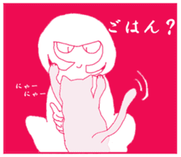 Girl and cat(Red edition) sticker #4753725