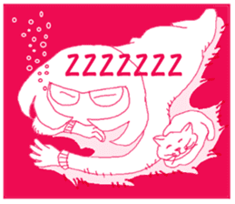 Girl and cat(Red edition) sticker #4753727