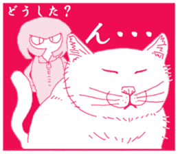 Girl and cat(Red edition) sticker #4753732