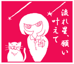 Girl and cat(Red edition) sticker #4753739
