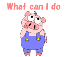 Conversation with funny pig English sticker #4768354