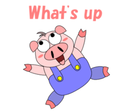 Conversation with funny pig English sticker #4768378